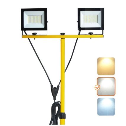 LED projektør med stativ TIGRA 2xLED/50W/230V 4000K IP54 sort/gul