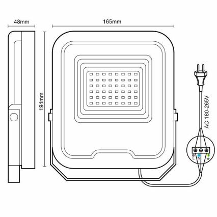 LED projektør PROFI LED/30W/180-265V 5000K IP65