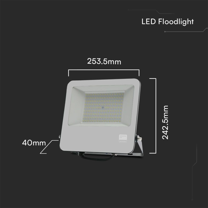 LED projektør SAMSUNG CHIP LED/100W/230V 6400K IP65 sort