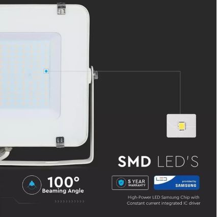 LED projektør SAMSUNG CHIP LED/150W/230V 3000K IP65 hvid