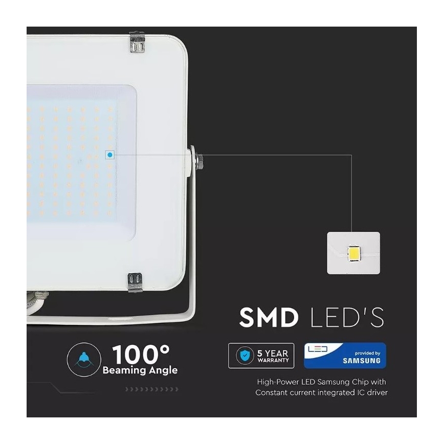 LED projektør SAMSUNG CHIP LED/150W/230V 3000K IP65 hvid