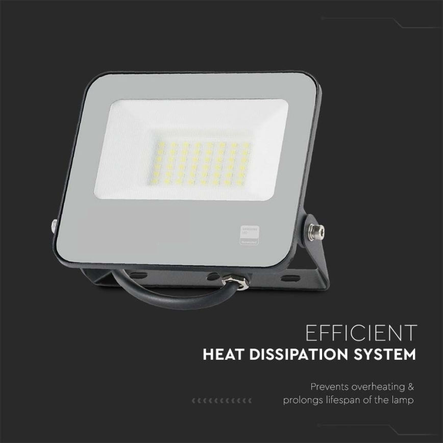 LED projektør SAMSUNG CHIP LED/30W/230V 4000K IP65 sort