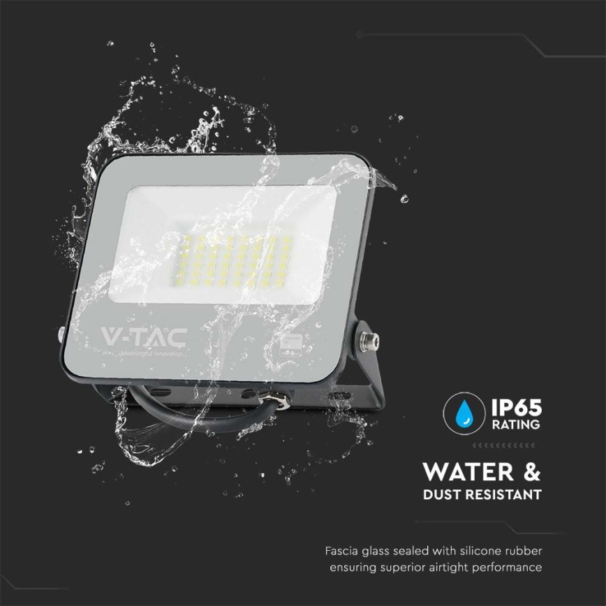 LED projektør SAMSUNG CHIP LED/30W/230V 4000K IP65 sort