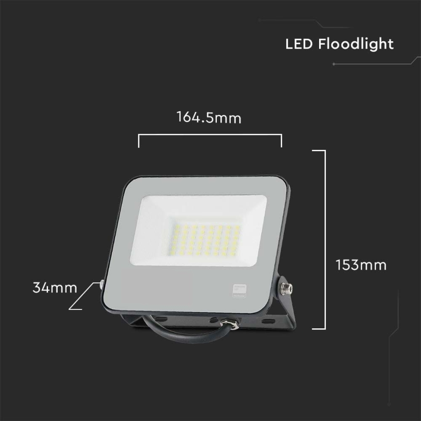LED projektør SAMSUNG CHIP LED/30W/230V 4000K IP65 sort