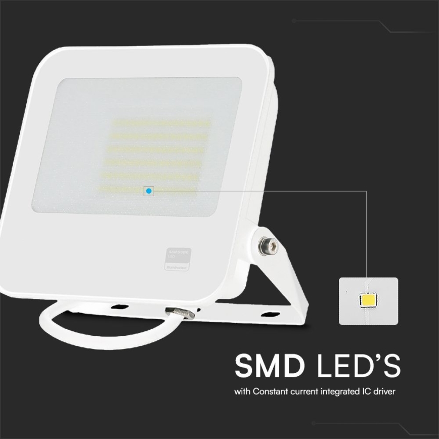 LED projektør SAMSUNG CHIP LED/50W/230V 6500K IP65 hvid