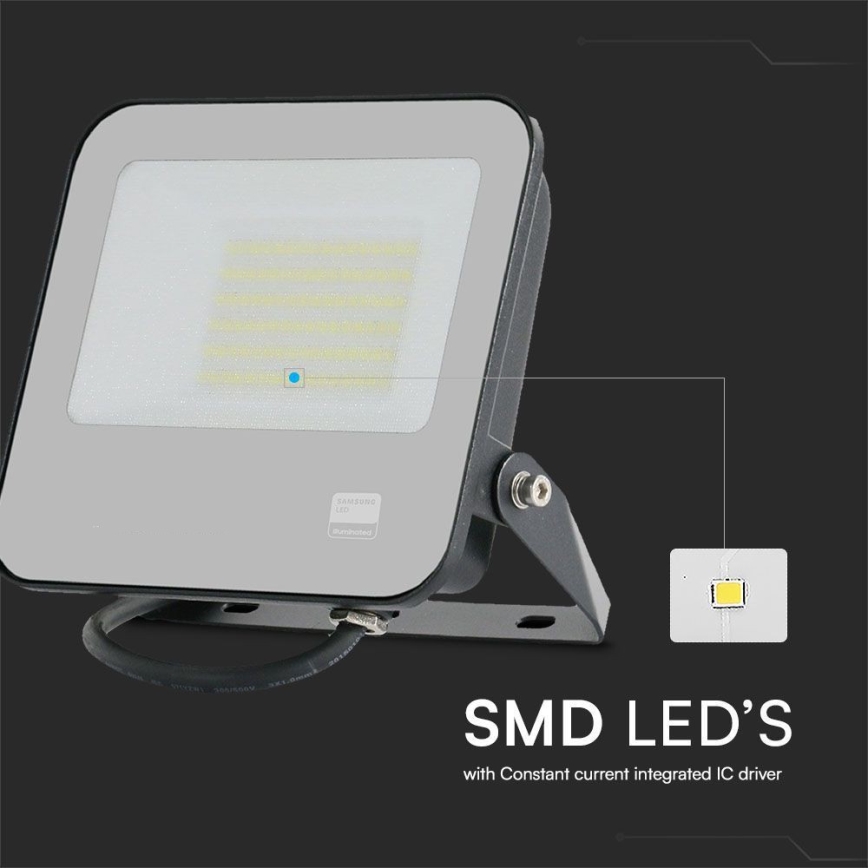 LED projektør SAMSUNG CHIP LED/50W/230V 6500K IP65 sort