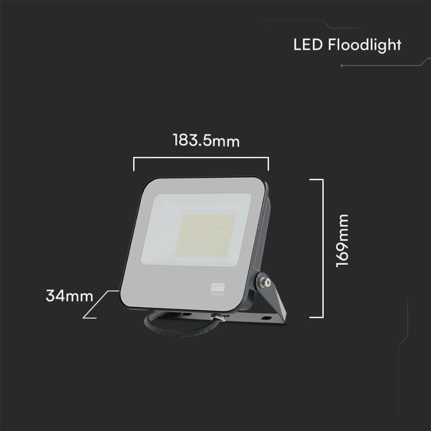 LED projektør SAMSUNG CHIP LED/50W/230V 6500K IP65 sort