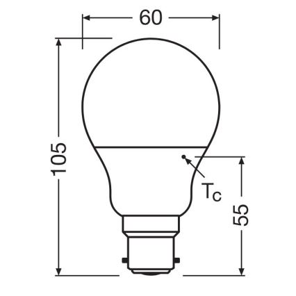 LED-pære A60 B22d/8,5W/230V 2700K - Osram