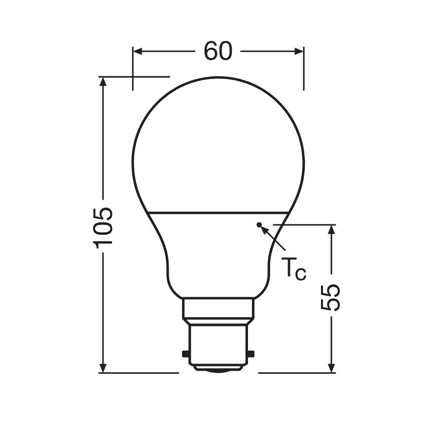LED-pære A60 B22d/8,5W/230V 2700K - Osram