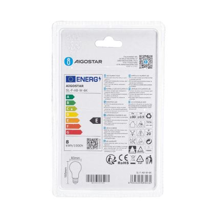 LED-pære A60 E27/8W/230V 330° 6500K - Aigostar