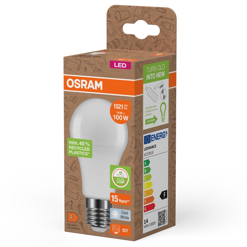 LED Pære af genanvendt plast A100 E27/14W/230V 4000K - Osram