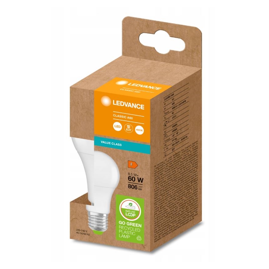 LED-pære af genanvendt plast A60 E27/8,5W/230V 4000K - Ledvance