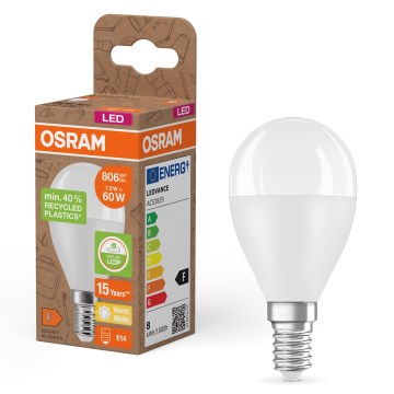 LED-pære af genbrugsplast P45 E14/7,5W/230V 2700K - Osram