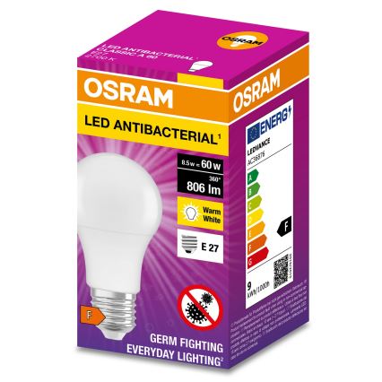 LED-pære antibakteriel A60 E27/8,5W/230V 2700K - Osram