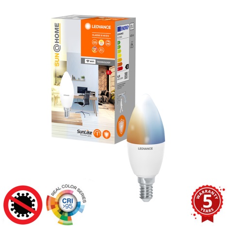LED-pære antibakteriel og dæmpbar B40 E14/4,9W/230V Wi-Fi - Ledvance