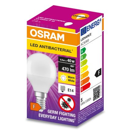 LED-pære antibakteriel P40 E14/4,9W/230V 2700K - Osram