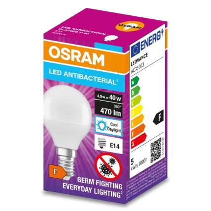 LED-pære antibakteriel P40 E14/4,9W/230V 6500K - Osram