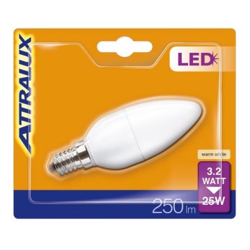 LED-pære B35 E14/3,2W/230V 2700K - Attralux