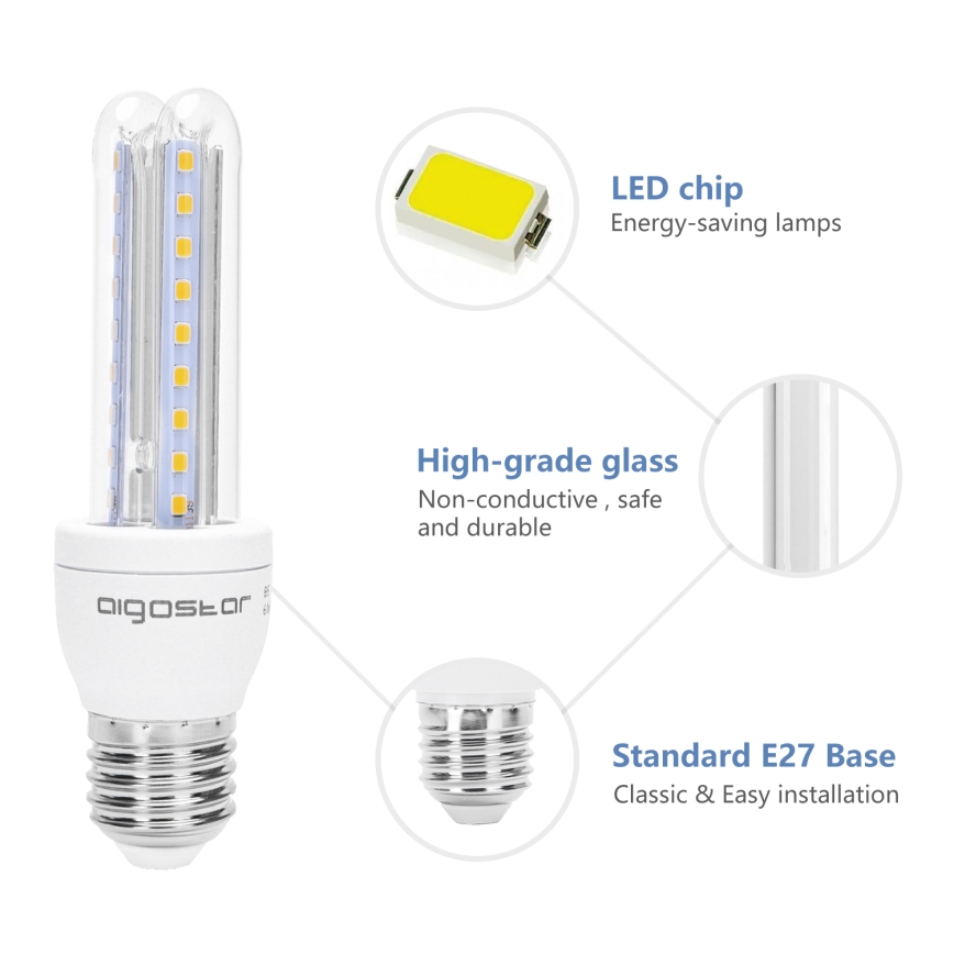 LED-pære B5 E27/8W/230V 3000K - Aigostar