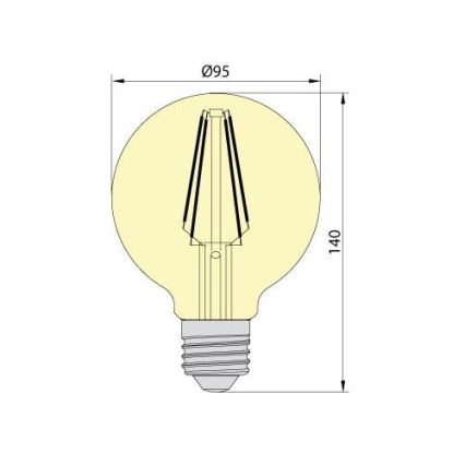 LED-pære CLASIC AMBER G95 E27/8W/230V 2200K – Brilagi