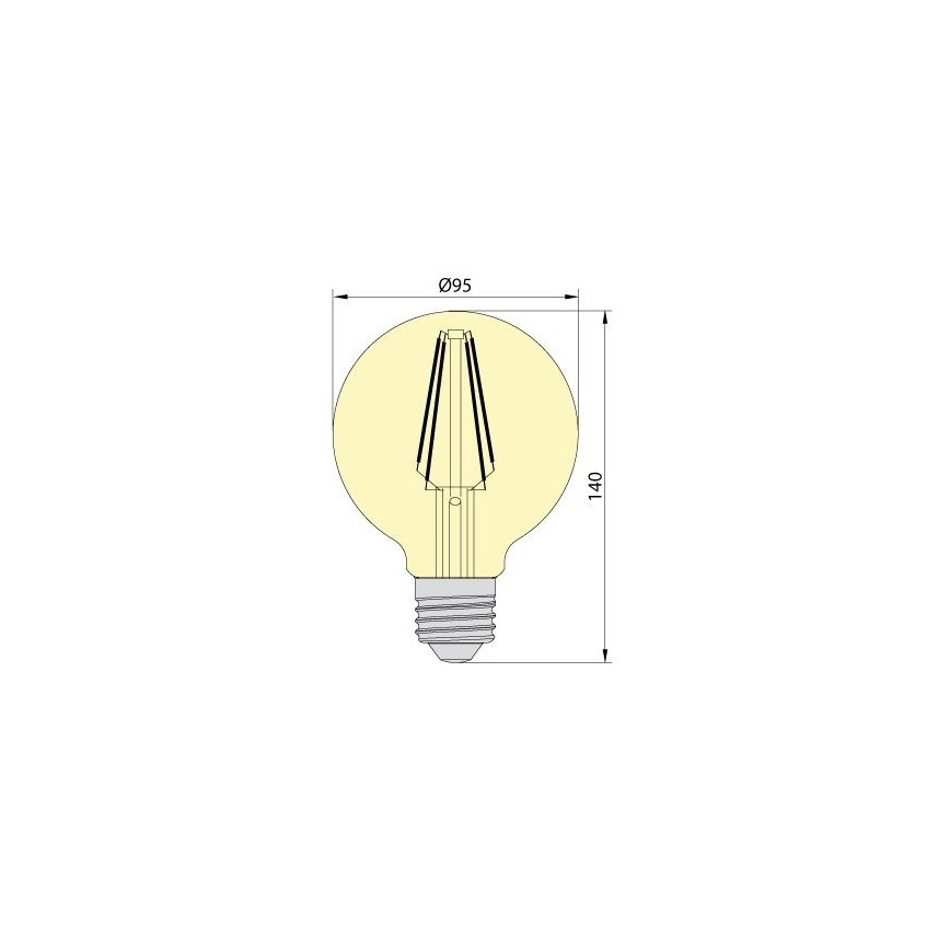 LED-pære CLASIC AMBER G95 E27/8W/230V 2200K – Brilagi