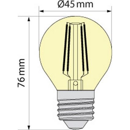 LED-pære CLASSIC AMBER G45 E27/6,5W/230V 2200K - Brilagi