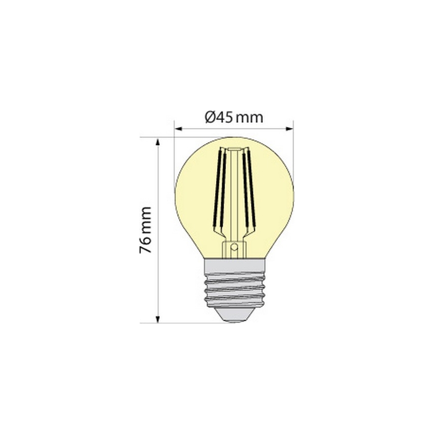 LED-pære CLASSIC AMBER G45 E27/6,5W/230V 2200K - Brilagi
