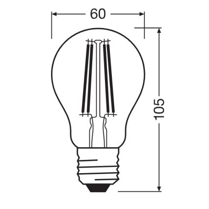 LED-pære CLASSIC FILAMENT A60 E27/7W/230V 2700K - Ledvance