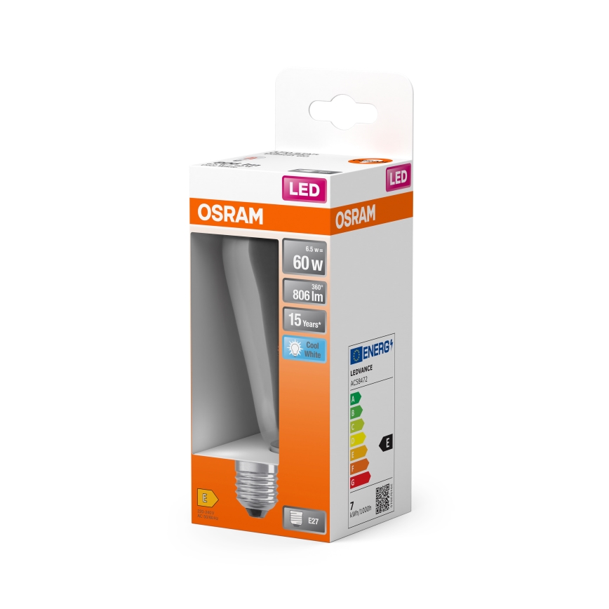 LED-pære CLASSIC FILAMENT E27/6,5W/230V 4000K - Osram