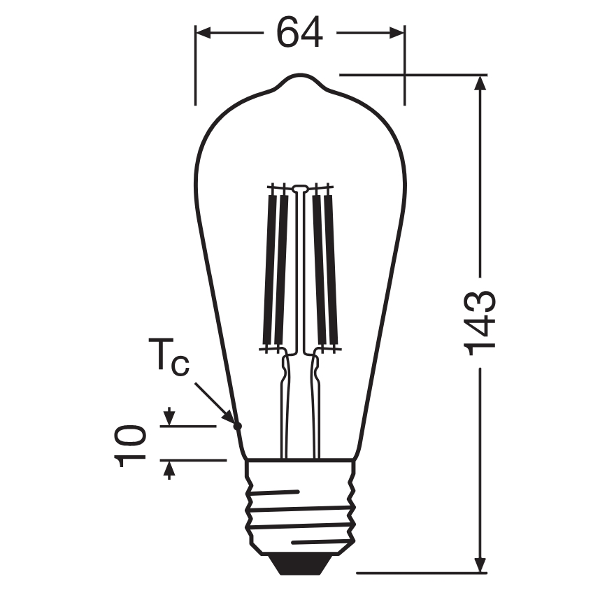 LED-pære CLASSIC FILAMENT E27/6,5W/230V 4000K - Osram