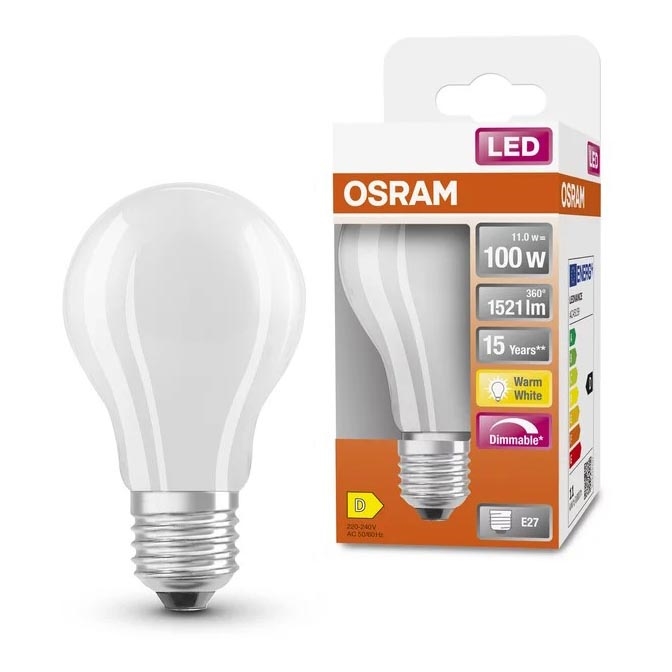 LED-pære dæmpbar A60 E27/11W/230V 2700K - Osram