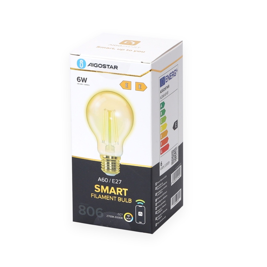 LED-pære dæmpbar A60 E27/6W/230V 2700-6500K Wi-Fi - Aigostar