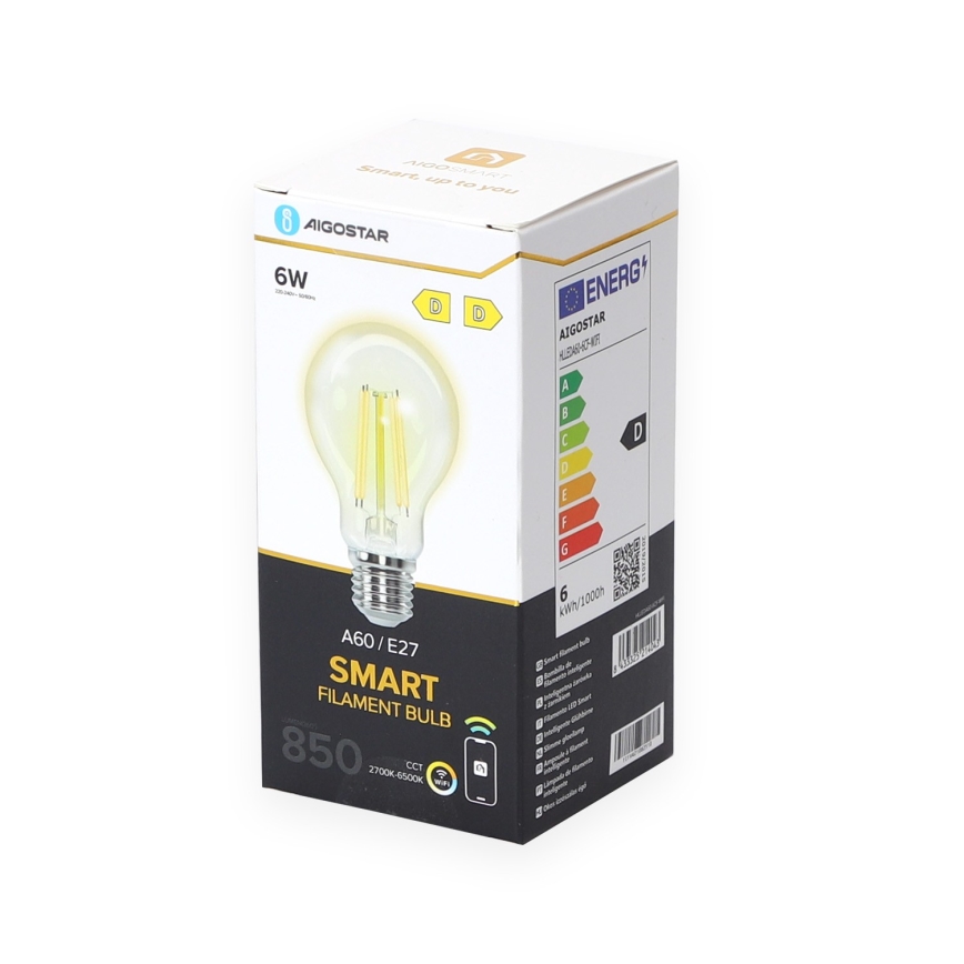 LED-pære dæmpbar A60 E27/6W/230V 2700-6500K Wi-Fi - Aigostar