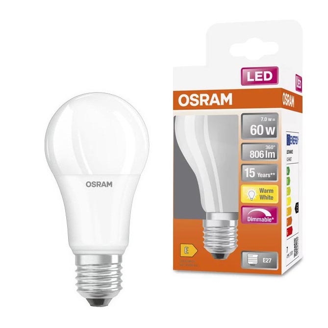 LED-pære dæmpbar A60 E27/7W/230V 2700K - Osram