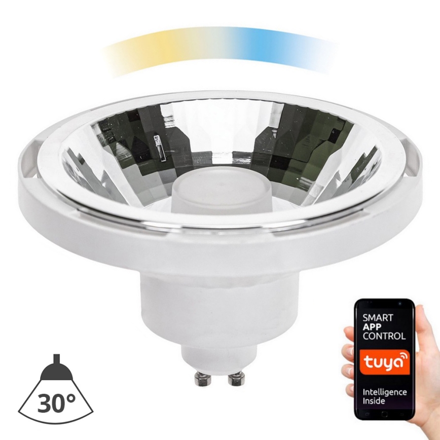 LED-pære dæmpbar AR111 GU10/10W/230V 3000-6500K Wi-Fi Tuya 30° hvid