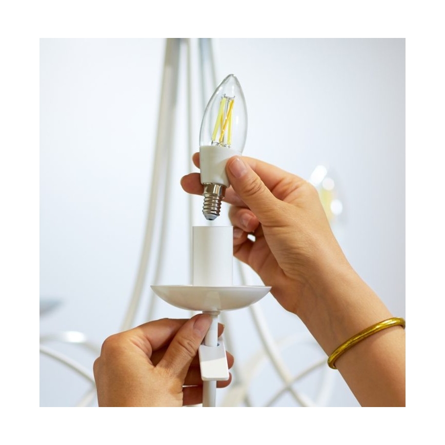 LED-pære dæmpbar FILAMENT C35 E14/4,9W/230V 2700-6500K CRI 90 Wi-Fi - WiZ
