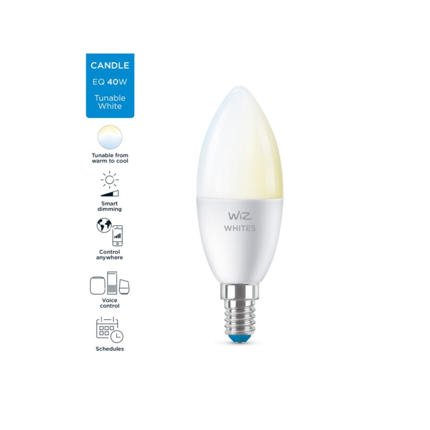 LED-pære dæmpbar C37 E14/4,9W/230V 2700-6500K CRI 90 Wi-Fi - WiZ