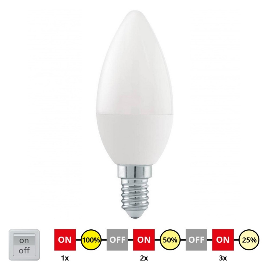 LED-pære dæmpbar C37 E14/6W/230V 3000K - STEPDIMMING - Eglo 54834