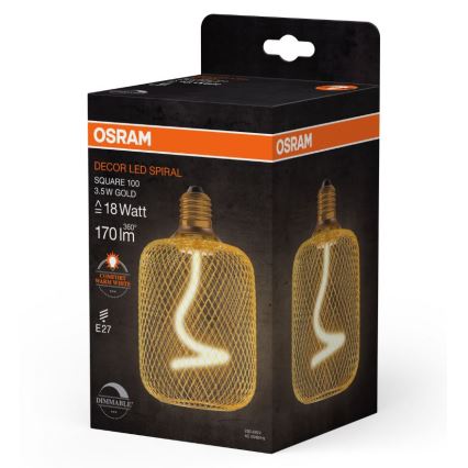 LED-pære dæmpbar DECOR FILAMENT E27/3,5W/230V 1800K guldfarvet - Osram