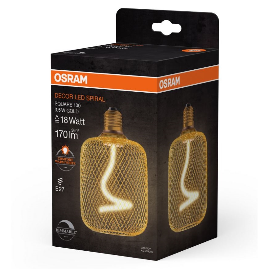 LED-pære dæmpbar DECOR FILAMENT E27/3,5W/230V 1800K guldfarvet - Osram