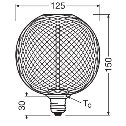 LED-pære dæmpbar DECOR  FILAMENT G125 E27/3,5W/230V 1800K guldfarvet - Osram