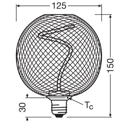 LED-pære dæmpbar DECOR FILAMENT G125 E27/3,5W/230V 1800K guldfarvet - Osram
