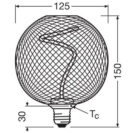 LED-pære dæmpbar DECOR FILAMENT G125 E27/3,5W/230V 1800K sort - Osram