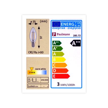 LED-pære dæmpbar E14/2,5W/230V 2700K - Paulmann 28572