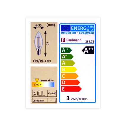 LED-pære dæmpbar E14/2,5W/230V 2700K - Paulmann 28572