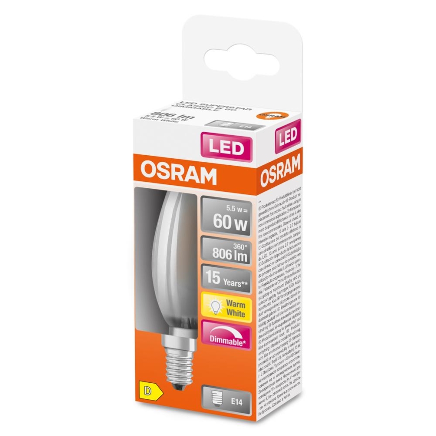 LED-pære dæmpbar E14/5,5W/230V 2700K - Osram