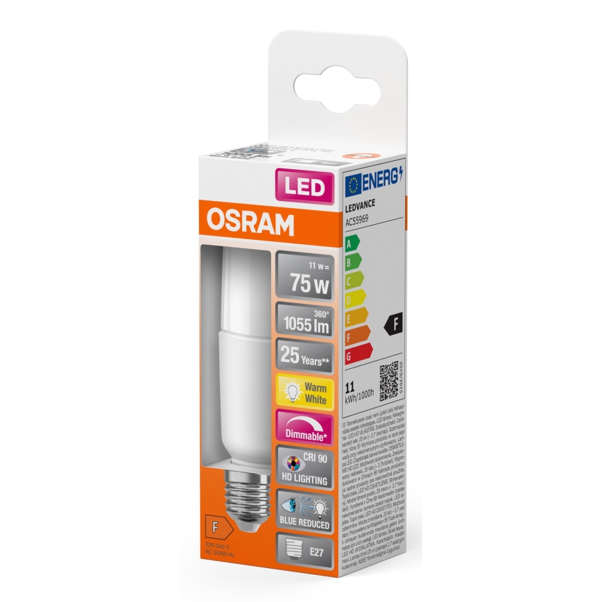 LED-pære dæmpbar E27/11W/230V 2700K CRI 90 - Osram