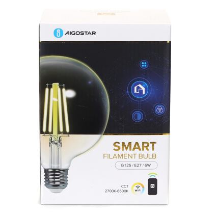 LED-pære dæmpbar FILAMENT G125 E27/6W/230V 2700-6500K Wi-Fi - Aigostar