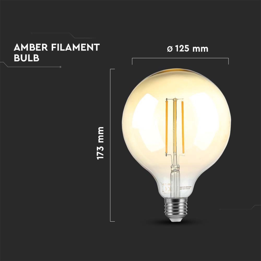LED-pære dæmpbar FILAMENT G125 E27/8W/230V 2200K