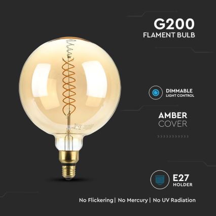 LED-pære dæmpbar FILAMENT G200 E27/8W/230V 1800K
